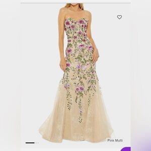 NWT MacDuggal Embroidered Floral Gown  Size 12 Purple/Pink Multi